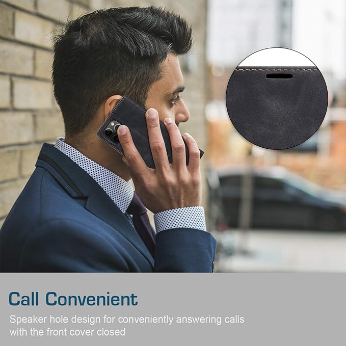 for iPhone 12 Pro Max Case, Flip Wallet Leather Case with Card Holder Magnetic Closure Shockproof Kickstand Protective Phone Cases Cover for iPhone 12 Pro Max, Black