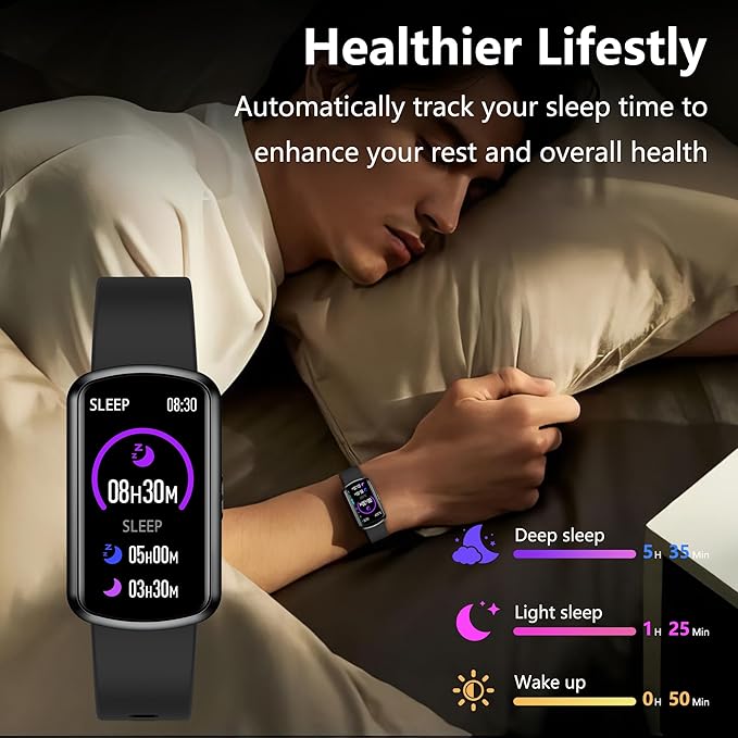 Health Fitness Tracker, Smart Watch with 24/7 Heart Rate and Blood Pressure Monitor, Activity Tracker with Blood Oxygen, 120 Sport Mode Waterproof Sleep Tracker for Women Men (Black)