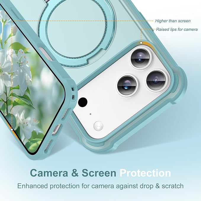 Compatible with iPhone 17 Pro Max Case with Invisible Magnetic Ring Stand [Compatible with Magnetic] [Military Drop Protection] Shockproof Slim Hard Back Soft Edge Case 6.9 Inch, Blue