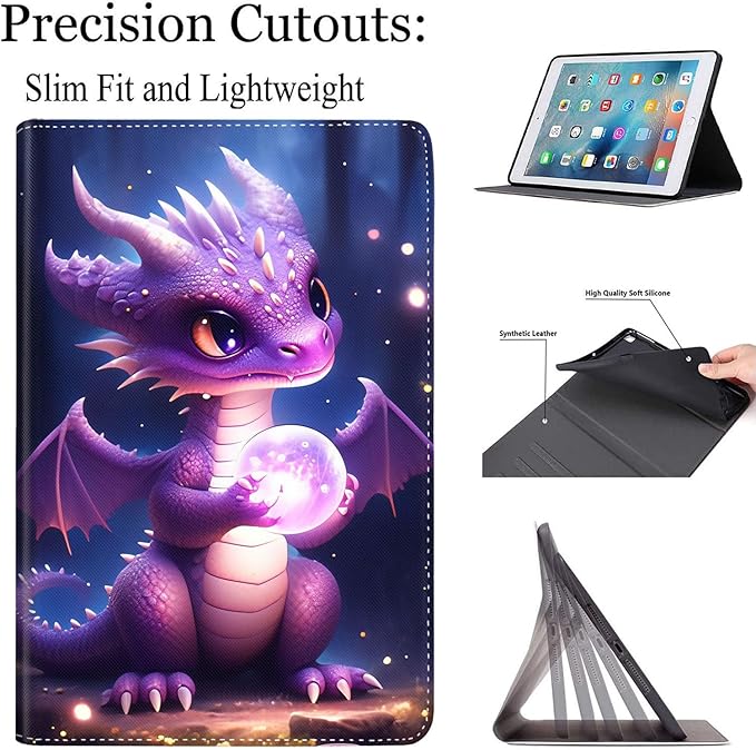 Case for Galaxy Tab A9 Plus ， Auto Sleep/Wake Multi-Angle Viewing Slim Folio Stand Cover for Samsung Galaxy Tab A9+/A9 Plus 11 Inch 2023 (SM-X210/X216/X218), Purple Dragon Baby