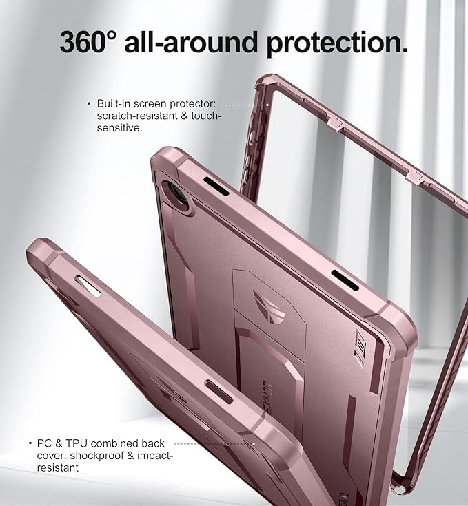 Dexnor Case for Samsung Galaxy Tab A9 Plus 2023, [Built-in Screen Protector & Kickstand] Heavy Duty Shockproof Full Body Protective Tablet Cover for Galaxy Tab A9+ 11 Inch, Pink