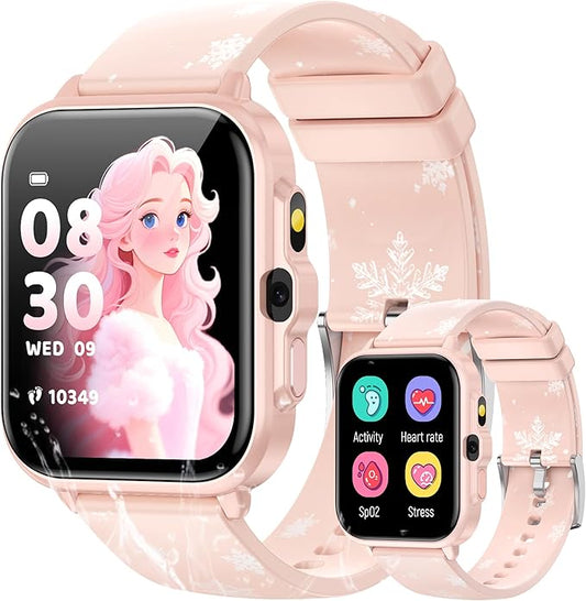 Smart Watch for Kids, 1.85" Fitness Tracker,Learning games,Sleep Monitor,Sports,IP68 Waterproof,Camera Videos Alarm Play Music Flashlight Pedometer Stopwatch Pedometer Gift Toys for Boys and Girls