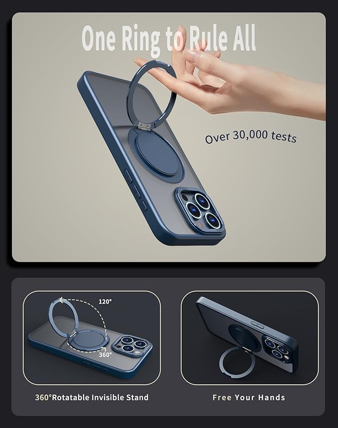 Magnetic Stand Case for iPhone 14 Pro Max [with 2 Tempered Glass Film] [360° Rotation Magnetic Stand] [Compatible with Magsafe] Military-Grade Drop Protection Case, Blue