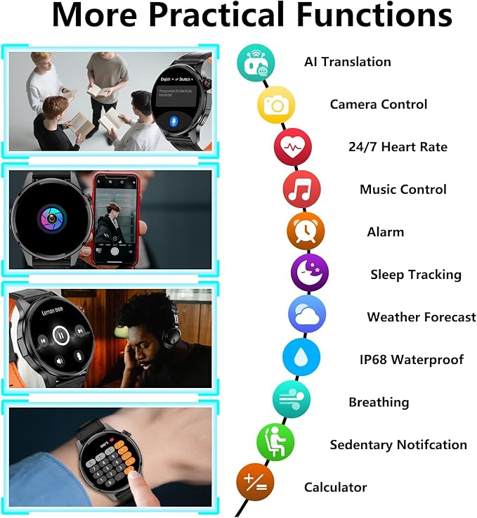 Smart Watches for Men,1.46" Fitness Tracker (Make Calls/Text),GPS and Offline Maps Navigation,5 Satellite Systems,Health,Compass/Altitude/Barometer,100+Sports Mode for Android iOS with 2 Straps