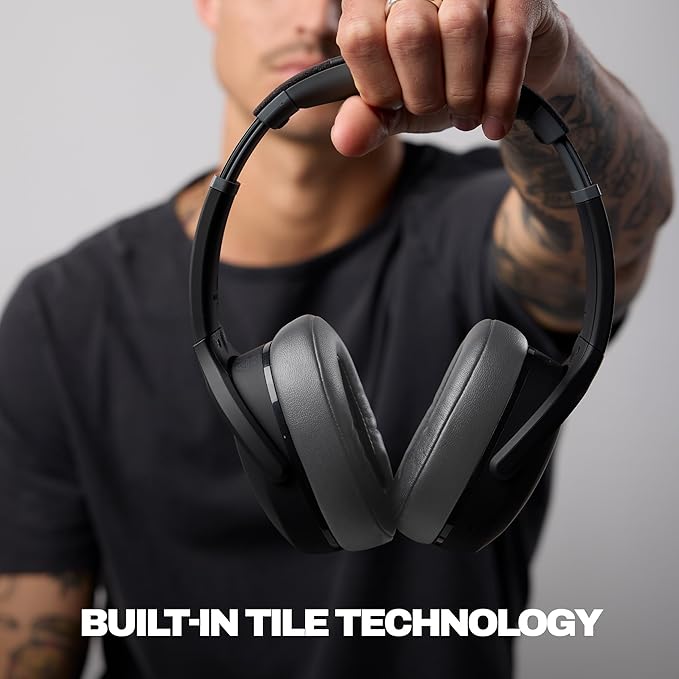 Skullcandy Crusher Evo Over-Ear Wireless Headphones with Sensory Bass, 40 Hr Battery, Microphone, Works with iPhone Android and Bluetooth Devices, Asphalt