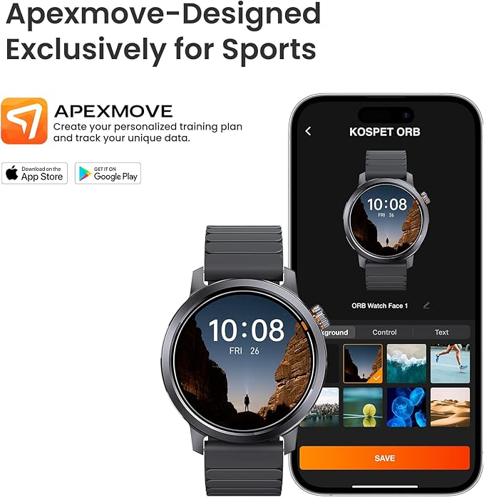 KOSPET Smart Watch for Men, 25 Days Battery, 1.43" AMOLED Smartwatch for iPhone&Android, IP68 Waterproof, 24/7 Heart Rate & Sleep Monitor, 170+ Sport Modes, Bluetooth Call (Answer/Make) Black