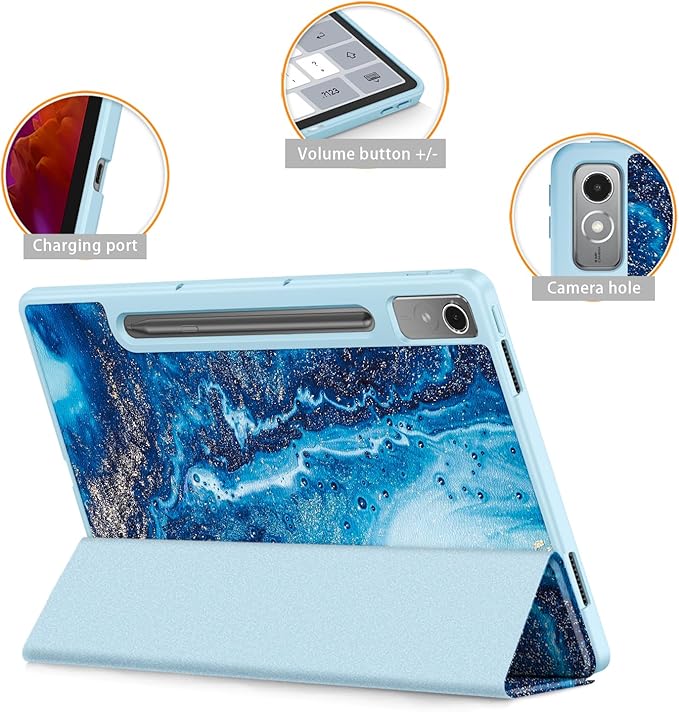 Case for Lenovo Tab P12 12.7 Inch 2023 Tablet, Smart Soft TPU Back Shell Cover with Auto Wake/Sleep Function,Waves