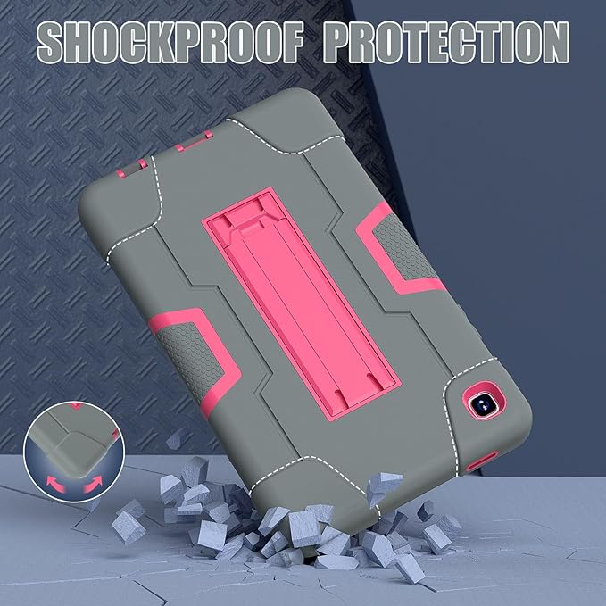 case for Samsung Galaxy Tab A7 Lite Case 2021, Tab A7 Lite 8.7 Inch Case 3 in 1 Heavy Duty Rugged Shockproof Cover for Galaxy Tab A7 Lite 8.7 SM-T220/T225, Gray/Rose Red