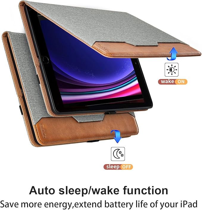 Case for Samsung Galaxy Tab S10 Lite/ S10 FE/ S9 FE 10.9 Inch/ S9 11 Inch, PU Leather Folio Case with S Pen Holder and Pocket, Auto Wake/Sleep Smart Tablet Cover, Gray