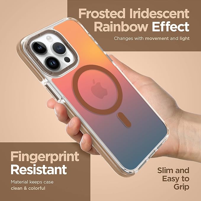 MOWIME Magnetic Case for iPhone 14 Pro [Compatible with Magsafe] [Cute Fashion Fluorescent Design] [1 Screen Protector] Slim Translucent Matte Case for iPhone 14 Pro 6.1" 2022, Desert