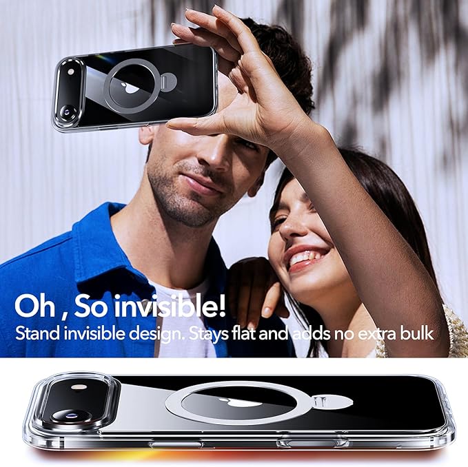 Anqrp 360° All-in-ONE Crystal Clear Case for iPhone 17 Air with Rotatable Magnetic Stand, Compatible with Mag-Safe, Anti-Yellowing Transparent MIL-Grade Shockproof Phone Case Cover for iPhone 17 Air