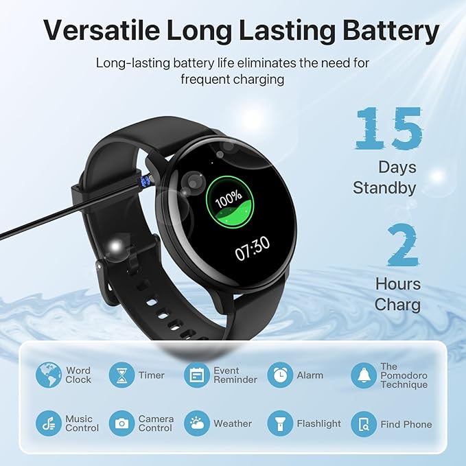 Smart Watch for Men Women Bluetooth Notifications/Calls,100+ Sports Mode Fitness Tracker with Heart Rate/Sleep Monitor/Pedometer/Calories IP68 Waterproof Activity Tracker for Android/iOS
