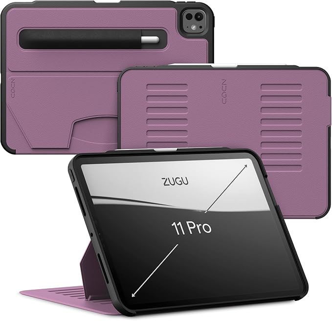 Zugu Case for iPad Pro 11 (M4) 2024, Slim Protective Cover with Apple Pencil Holder, Auto Wake/Sleep, Multiple Viewing Angles, iPad Pro 11 Inch Cover, Phone Protector, Berry Purple