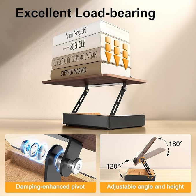 Book Stand with Storage, Book Holder for Reading Hands Free, Wooden Cookbook Stand for Kitchen Counter, Adjustable Reading Stand for Desk, Recipe Stand, Book Prop for Book Lovers