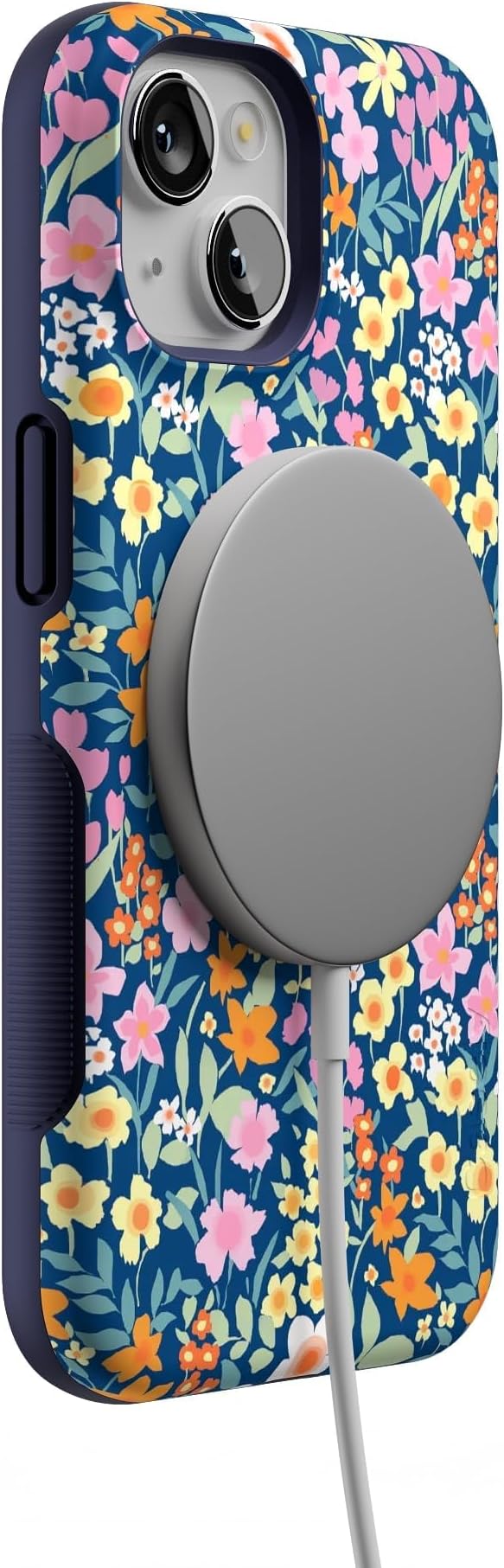 Casely iPhone 14 Case | Full Bloom | Navy Floral | Compatible with MagSafe | Bold Protective Design