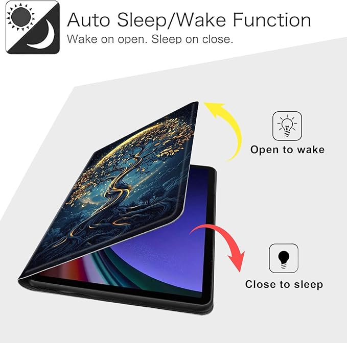 Case for Samsung Galaxy Tab S10 FE/ S9 FE 5G 10.9 Inch/Tab S9 11 Inch, Slim PU Leather Stand Cover with Auto Wake/Sleep, Multi-Angle Viewing & Shockproof, Tree of The Universe