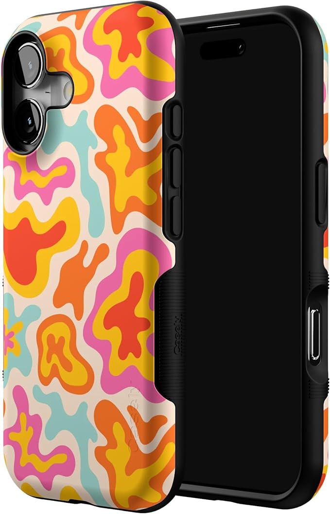 Casely iPhone 17 Case | Tropical Color Splash | Abstract Retro | Bold Protective Design | Compatible with MagSafe
