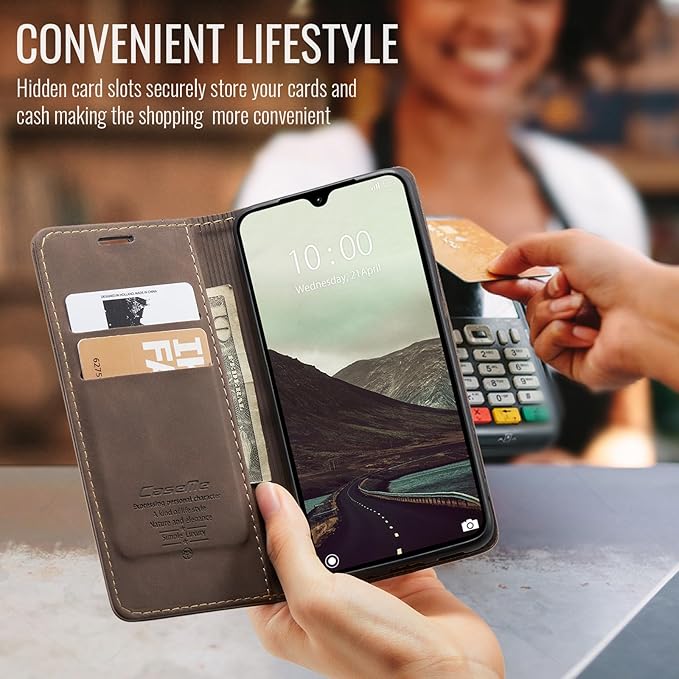 for Xiaomi Redmi 14C Case, Flip Wallet Leather Case with Card Holder Magnetic Closure Shockproof Kickstand Protective Phone Cases Cover for Redmi 14 C, Coffee