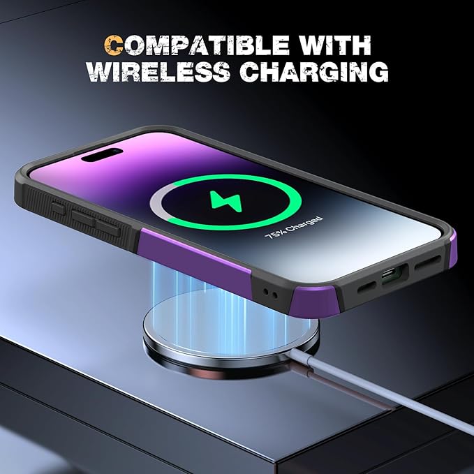 Diaclara Designed for iPhone 14 Pro Max Case, [with Privacy Screen Protector] [Anti Spy] [Military Grade Drop Protection] Heavy Duty Full-Body Shockproof Phone Case, Purple
