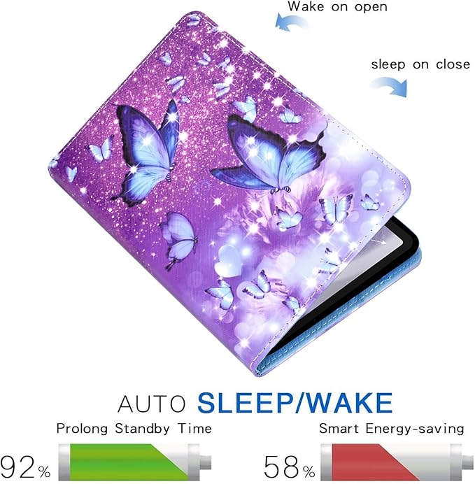 Case for Galaxy Tab A9+/A9 Plus 11 Inch 2023 (SM-X210/X216/X218), Funut PU Leather Folio Cover Multi-Angle Stand with Auto Wake/Sleep Case for Samsung Galaxy Tab A9 Plus/A9+ Tablet, Purple Butterfly
