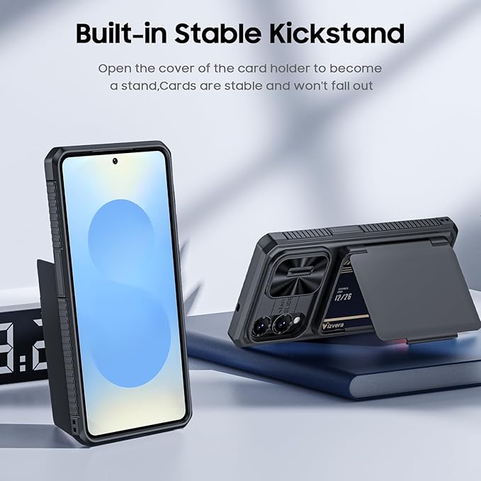 for Samsung Galaxy S25 Edge Case Wallet with RFID [Cards Holder][Camera Cover][Edge Raised] Full Body Shockproof Silicone Protective Phone Case for Galaxy S25 Edge 2025 (Black)