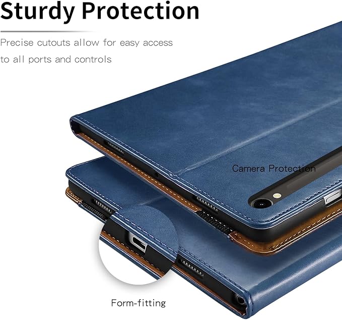 Case for Samsung Galaxy Tab S9 FE 5G 10.9 Inch/S9 11 Inch Case 2023/Tab S8 2022/Tab S7 2020 11 inch, Business PU Leather Cover with Card Slot Pen Holder Multi-Angle Stand- Navy Blue