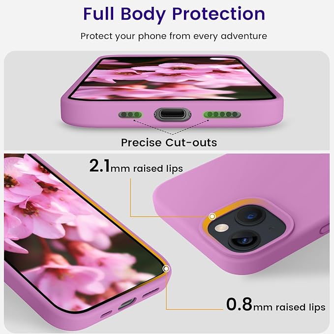 OTOFLY Designed for iPhone 14 Case, Silicone Shockproof Slim Thin Phone Case for iPhone 14 6.1 inch (Lilac Purple)
