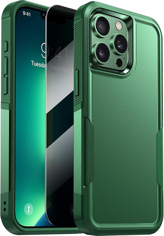 Diaclara Designed for iPhone 13 Pro Max Case, [with Privacy Screen Protector] [Anti Spy] [Military Grade Drop Protection] Heavy Duty Full-Body Shockproof Phone Case, Green