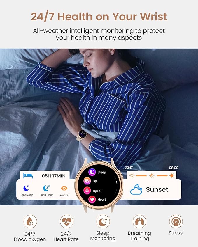 Smart Watches for Women, 42mm Smart Watch with 400+ Watch Face, 70+ Sport Modes, 24/7 Heart Rate, Sleep Monitor, Answer/Make Calls, Waterproof Activity Fitness Tracker for Android & iPhone (Gray)