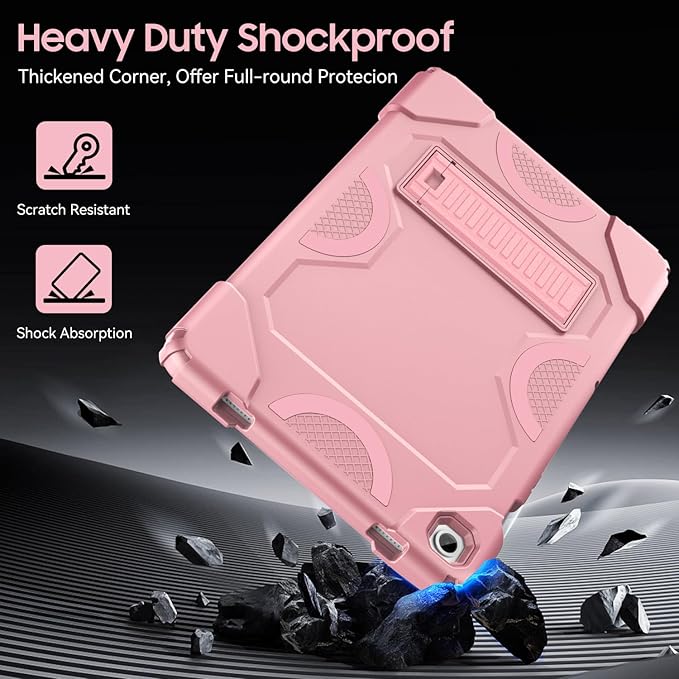 Case for Samsung Galaxy Tab A9+ 11 Inch 2023 Model (X210/X216/X218), Heavy Duty Shockproof Rugged Protective Case for Galaxy Tab A9 Plus Tablet (Rose Gold)