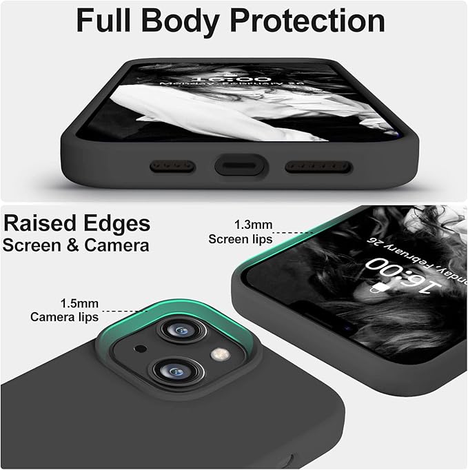 Vooii Compatible with iPhone 14 Case,[Silky Touch Premium Liquid Silicone] [Soft Anti-Scratch Microfiber Lining], Ultra Slim Shockproof Protective Case for iPhone 14 - Black