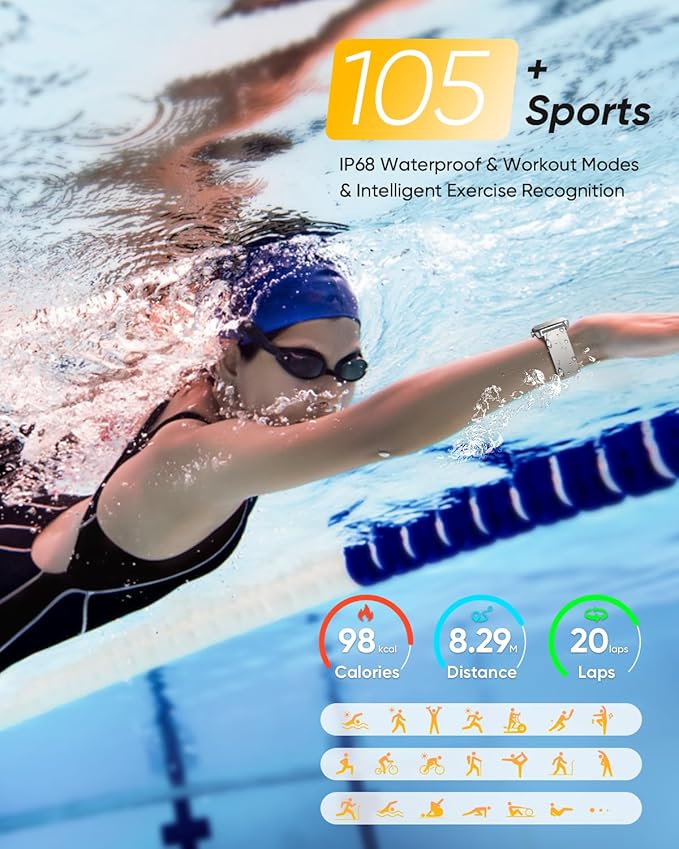 Fitpolo Smart Watch for Men Women with Bluetooth Call, Alexa Built-in 1.8" Blood Oxygen Heart Rate Sleep Fitness Watch, 100 Sports Modes Smartwatch, Activity Tracker for Android iOS Phone