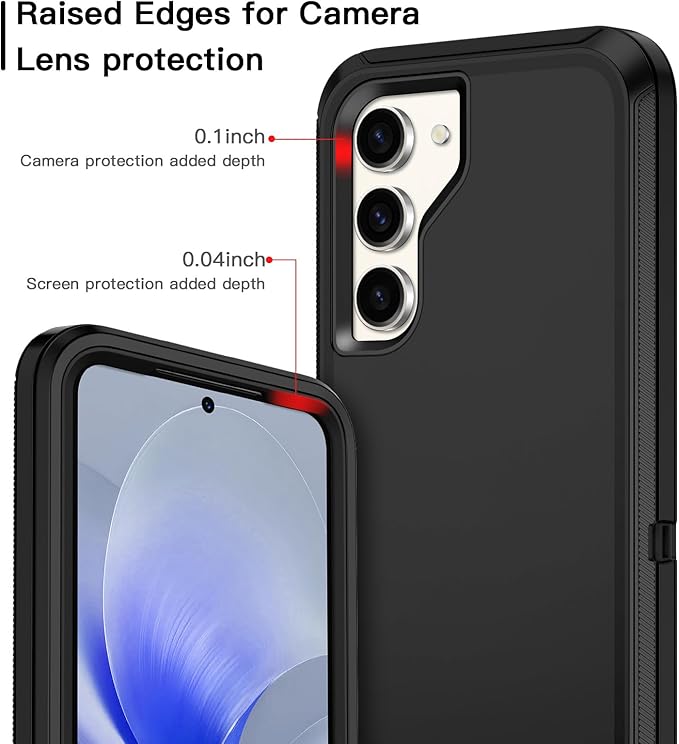 for Samsung Galaxy S23 Case Heavy Duty Protective Shockproof Dropproof 3-Layer Full Body Protection [Without Screen Protector] Tough Rugged Case for Galaxy S23,Black