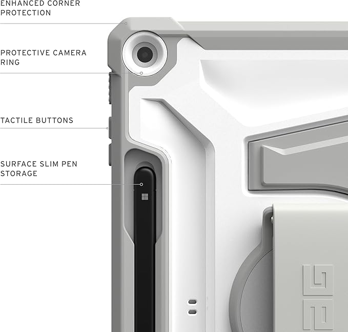 URBAN ARMOR GEAR UAG Designed for Microsoft Surface Pro 1st Edition 12" Case - Rugged Protective Cover with Multi-Angle Kickstand Pen Holder Hand Strap & Shoulder Strap, Plasma Healthcare White/Grey