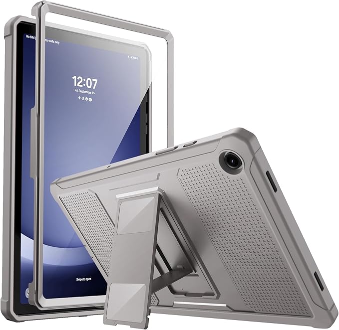 MoKo Case Fit Galaxy Tab A9 Plus 11-Inch 2023 (SM-X210/X216/X218), Shockproof Full Body Rugged Stand Back Cover Built-in Screen Protector Fit Galaxy Tab A9+ 11" 2023, Clay