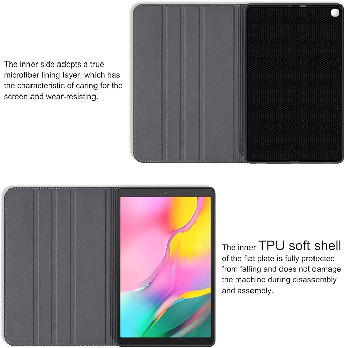 for Samsung Galaxy Tab A 10.1 inch Case 2019 Model(SM-T510/T515/T517) Genuine Leather Cover Protective Shell.Black
