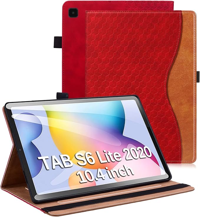 Case for Samsung Galaxy Tab S6 Lite 2024/2022/ 2020 10.4 inch Case PU Leather Card Holder (SM-P620/P625/P613/P619/P615/P610) Multi-Angle Galaxy Tab S6 Lite, Red