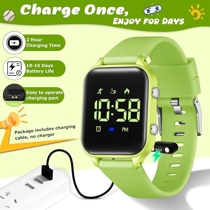 Kids Digital Watches for Boys Girls, Sports Watch with Fitness Tracker, Pedometer, Alarm Clocks, Stopwatch, No App Needed Waterproof Kids Watch, Gift for Teens Student Girls Boys Ages 5-14