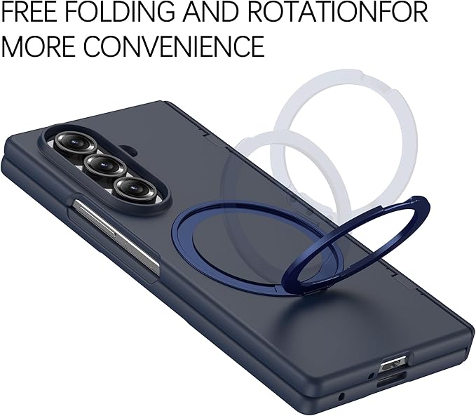 360° Rotatable Stand for Samsung Galaxy Z Fold 7 Case,Compatible with MagSafe, 16FT Mil-Grade Shockproof for Z Fold 7 Case 6.5"，Blue