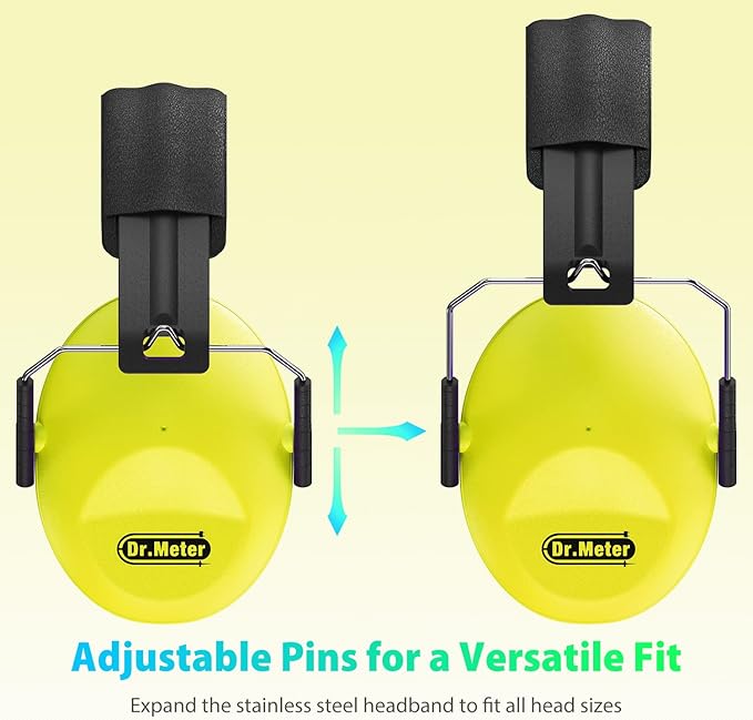 Dr.meter Ear Protection for Kid: EM100 SNR27.4 Kids Noise Cancelling Headphones with Adjustable Headband - Kid Hearing Protection for Monster Truck Mowing Demo Derby and Concert - Yellow