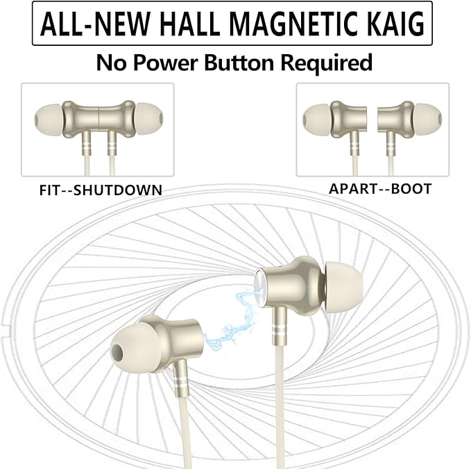 Neckband Earbuds，V5.2 with Microphone, 35 Hours Playtime, in-Ear Wireless Earbuds with Neckband，IPX7 sweatproof deep bass is Used for Music Phone Sports.(Skin)