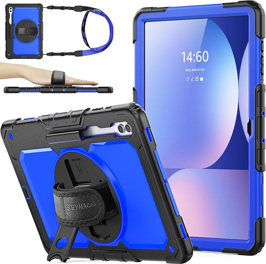 SEYMAC stock Case for Samsung Galaxy Tab S10 Ultra / S9 Ultra Tablet Case 14.6'' Protective with Screen Protector, Pen Holder, 360 Rotate Stand, Hand Strap, Shoulderr Strap, Blue1