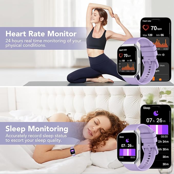 Smart Watch for Men Women (Answer/Make Call), 1.96" HD Smartwatch Fitness Activity Tracker, 110+ Sports IP68 Waterproof, Heart Rate/Sleep Monitor/Pedometer/Calories, Fitness Watch for Android iOS