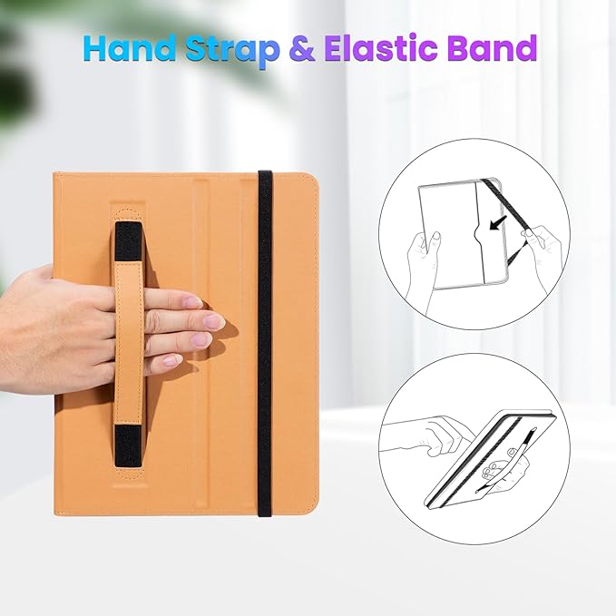 DTTO for Samsung Galaxy Tab A9 Plus 11 inch Case 2023, Premium Leather Business Folio Stand Cover with Hand Strap for Galaxy Tab A9+ 11'' 2023 Model (SM-X210/X216/X218) - Auto Wake/Sleep, Blue