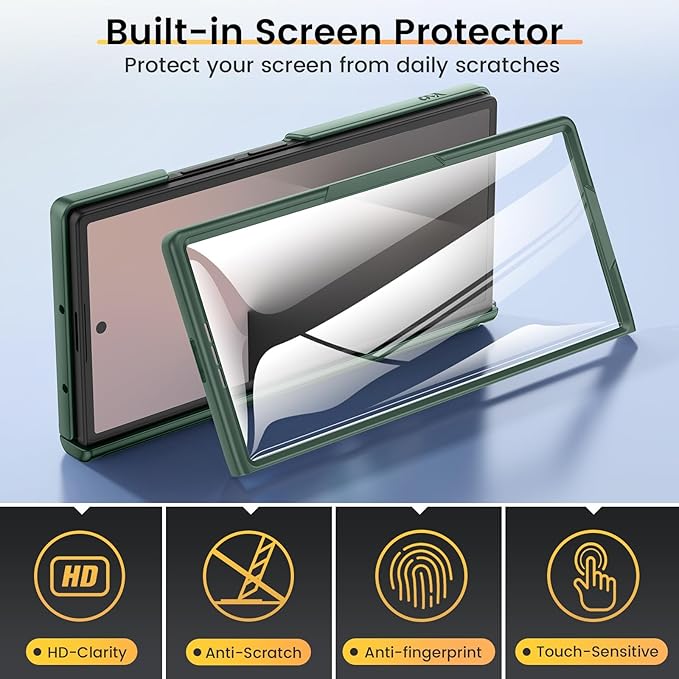 VEGO Case for Z Fold 7 with Kickstand[Slide Camera Cover][Built-in Screen Protector][Hinge Protection] Full-Body Military Grade Shockproof Anti-Fall Protective Hard Case for Samsung Fold7 5G-Green