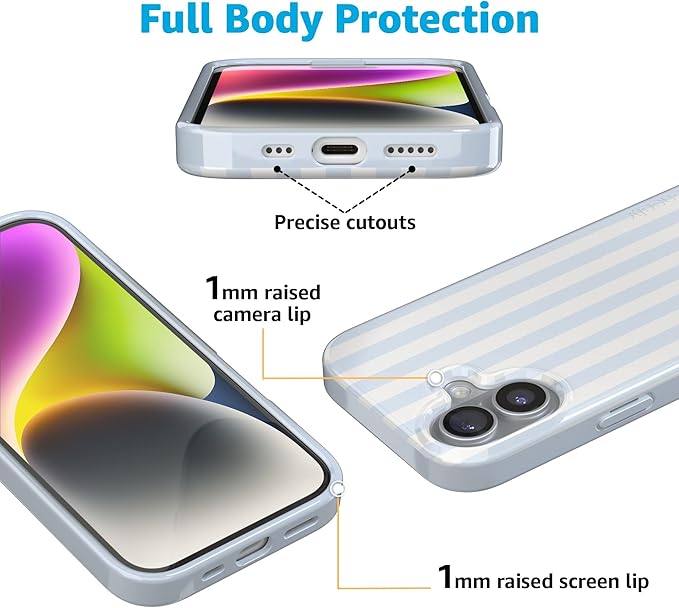 Casely iPhone 17 Case | Blue Stripes | Sunday Best | Compatible with MagSafe | Classic Ultra Slim Design