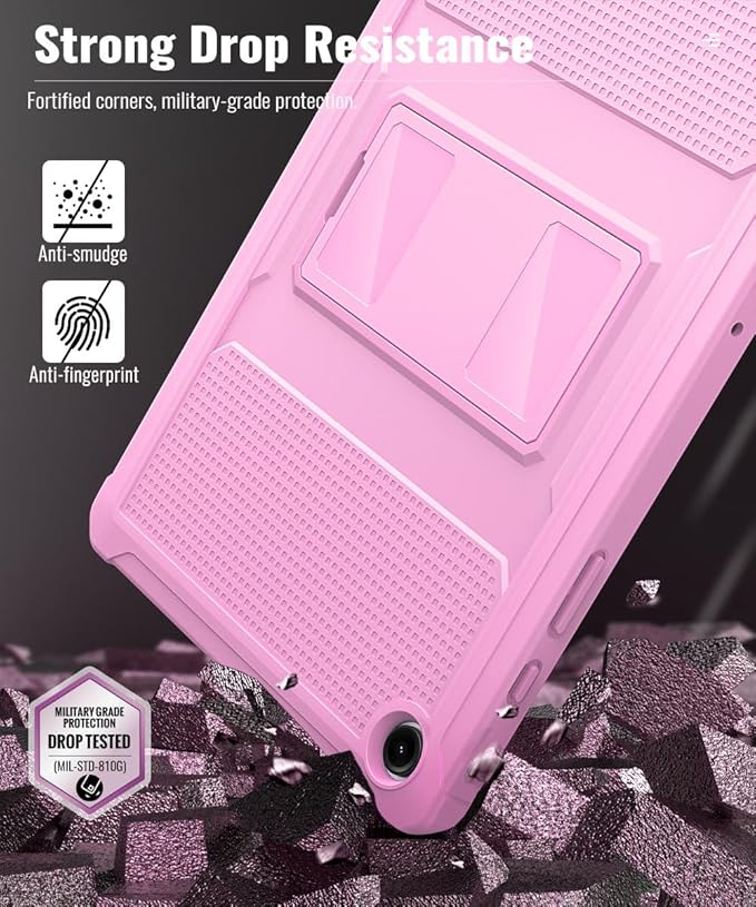 MoKo Case Fit Galaxy Tab A9 Plus 11-Inch 2023 (SM-X210/X216/X218), Shockproof Full Body Rugged Stand Back Cover Built-in Screen Protector Fit Galaxy Tab A9+ 11" 2023, Flowers Pink