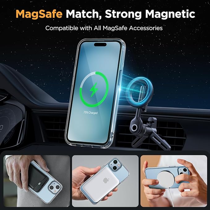 Miracase Magnetic for iPhone 14 Plus Case 6.7 inch (Compatible with MagSafe)（with 2X Screen Protectors） Military-Grade Protection, Anti-Fingerprint Translucent Matte Phone Case Cover, Clear