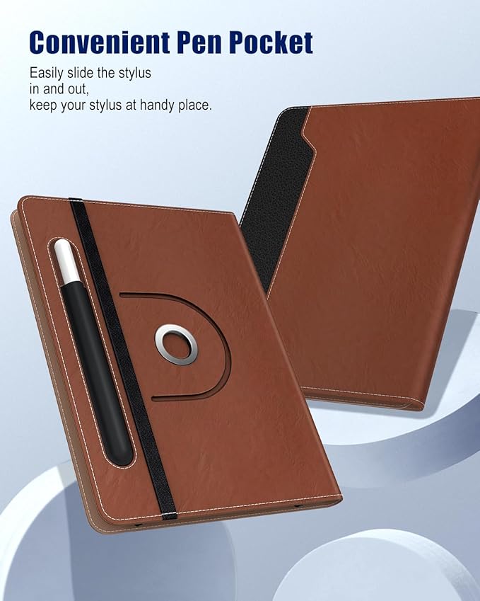 TiMOVO Universal Case for 9-11 Inch Tablet, 360 Degree Rotating Stand Protective Cover with Pen Pocket for 9 10 10.1 Inch Android Touchscreen Tablet, Brown