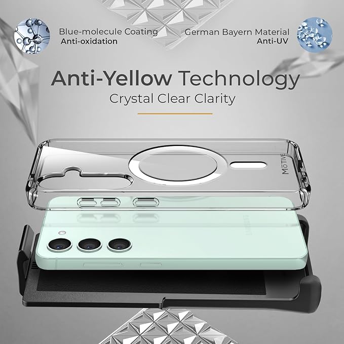 MOTIVE Compatible with Samsung Galaxy s25 Plus Belt Clip case, [Military Grade Drop Protection] with Screen Protector, Belt Clip Holster Samsung s25 Plus 6.7” | Clear [Fits s24 Plus]